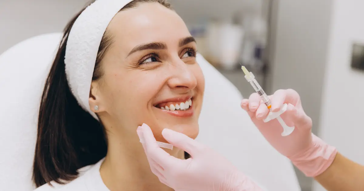 A Women receiving Dermal Fillers in Bellmore, NY Treat Smile Lines